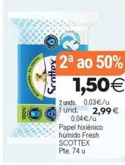 Plenus Supermercados SCOTTEX Papel hixiénico húmido Fresh oferta