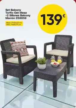Hiper FROIZ Set Balcony Tarifa-Oat Mesa +2 Sillones Balcony Marrón oferta