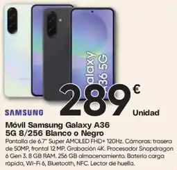 Hiper FROIZ SAMSUNG Móvil Galaxy A36 5G 8/256 Blanco o Negro oferta