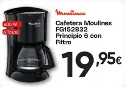 Hiper FROIZ MOULINEX Cafetera FG152832 Principio 6 con Filtro oferta