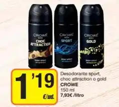 Economy Cash Crowe - desodorante sport, choc attraction o gold oferta