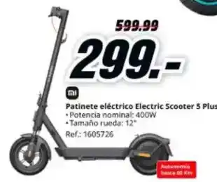 MediaMarkt Xiaomi - patinete eléctrico electric scooter 5 plus oferta