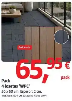 Bauhaus Pack 4 losetas wpc oferta