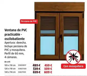 Bauhaus Ventana de pvc practicable-oscilobatiente oferta
