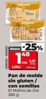 Dia El molino de dia - pan de molde sin gluten/con semillas oferta