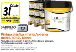 Obramat Pintura plástica interior/exterior mate L-10 14L blanco oferta