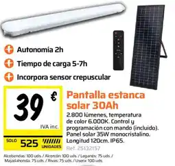 Obramat Pantalla estanca solar 30Ah oferta