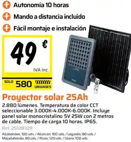 Obramat Proyector solar 25Ah oferta