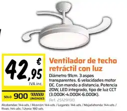Obramat Ventilador de techo retráctil con luz oferta