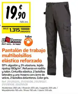 Obramat Pantalón de trabajo multibolsillos elástico reforzado oferta