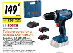 Obramat BOSCH Taladro percutor a batería GSB 18V-25 oferta