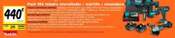 Obramat Pack 18V taladro atornillador + martillo + amoladora oferta
