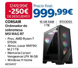 Costco CORSAIR Ordenador de sobremesa MSI MAG R7 oferta