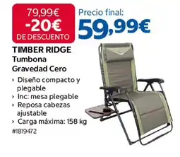 Costco TIMBER RIDGE Tumbona Gravedad Cero oferta