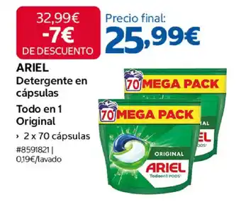 Costco ARIEL Detergente en cápsulas Todo en 1 Original oferta