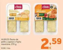 HiperDino ALDELÍS flauta de pollo y queso o fajita mexicana oferta