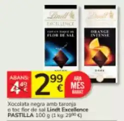 Consum Lindt - xocolata negra amb taronja o toc flor de sal excellence oferta