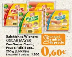 Gadis OSCAR MAYER Salchichas Wieners Con Queso, Classic, Pavo o Pollo oferta