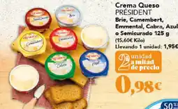 Gadis PRÉSIDENT Crema Queso Brie, Camembert, Emmental, Cabra, Azul o Semicurado oferta