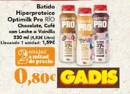 Gadis RÍO Batido Hiperproteico Optimilk Pro Chocolate, Café con Leche o Vainilla oferta