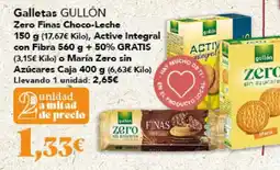 Gadis GULLÓN Galletas Zero Finas Choco-Leche Active Integral con Fibra o María Zero sin oferta