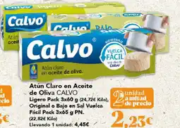 Gadis CALVO Atún Claro en Aceite de Oliva Ligero Original o Bajo en Sal Vuelca Fácil oferta