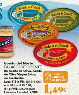 Gadis PALACIO DE ORIENTE Bonito del Norte En Aceite de Oliva, Aceite de Oliva Virgen Extra, en Escabeche o al natural oferta