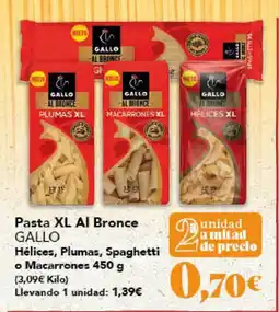 Gadis GALLO Pasta XL Al Bronce Hélices, Plumas, Spaghetti o Macarrones oferta