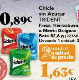 Gadis TRIDENT Chicle sin Azúcar Fresa, Hierbabuena o Menta Grageas oferta