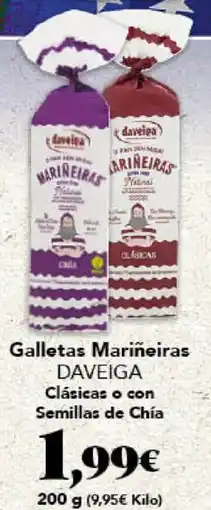 Gadis DAVEIGA Galletas Mariñeiras Clásicas o con Semillas de Chía oferta