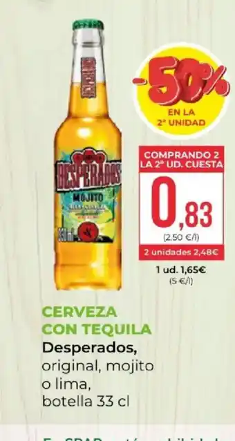 SPAR DESPERADOS Cerveza con tequila oferta