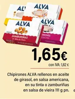 Cash Ifa ALVA Chipirones rellenos en aceite de girasol, en salsa americana, en su tinta o zamburiñas oferta