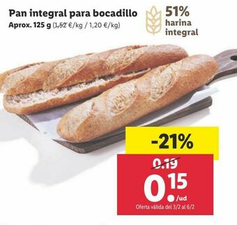 Lidl Pan integral oferta