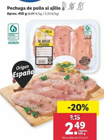 Lidl Pechuga de pollo al ajillo oferta