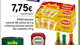 Cash Ifa PRIMA Mostaza estuche 180 sobres de o Ketchup bolsitas estuche 220 undiades oferta