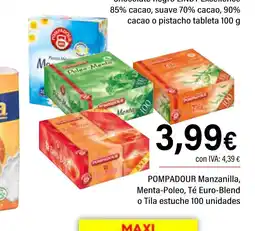 Cash Ifa POMPADOUR Manzanilla, Menta-Poleo, Té Euro-Blend o Tila estuche 100 unidades oferta