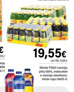 Cash Ifa PAGO Néctar naranja, piña 100%, melocotón o naranja-zanahoria- limón caja oferta