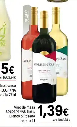 Cash Ifa SOLDEPEÑAS Vino de mesa tinto Blanco o Rosado oferta
