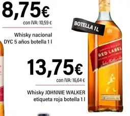 Cash Ifa JOHNNIE WALKER Whisky etiqueta roja botella oferta