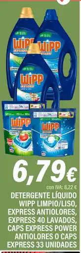 Cash Ifa Detergente líquido wipp limpio/liso, express antiolores, express 40 lavados, caps express power antiolores o caps express oferta