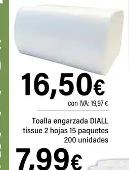 Cash Ifa DIALL Toalla engarzada tissue 2 hojas 15 paquetes 200 unidades oferta
