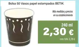 Cash Ifa BETIK Bolsa 50 Vasos papel estampados oferta