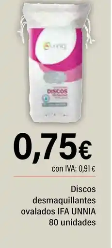 Cash Ifa IFA UNNIA Discos desmaquillantes ovalados oferta