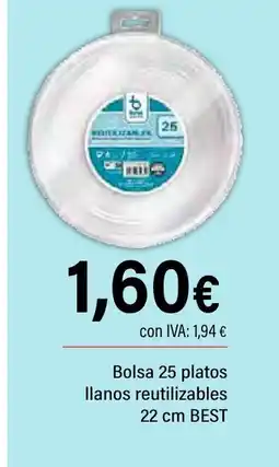 Cash Ifa BEST Bolsa 25 platos llanos reutilizables oferta