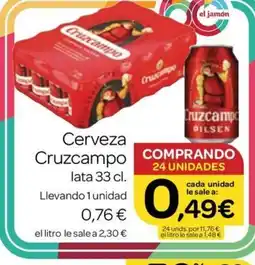 Supermercados El Jamón CRUZCAMPO Cerveza oferta