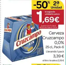 Supermercados El Jamón CRUZCAMPO Cerveza 0,0% oferta