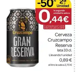 Supermercados El Jamón CRUZCAMPO Cerveza Reserva oferta