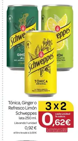 Supermercados El Jamón SCHWEPPES Tónica, Ginger o Refresco Limón oferta