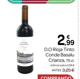 Supermercados El Jamón D.O Rioja Tinto Conde Basalu Crianza oferta