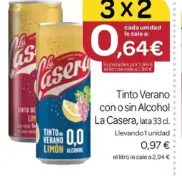 Supermercados El Jamón LA CASERA Tinto Verano con o sin Alcohol oferta